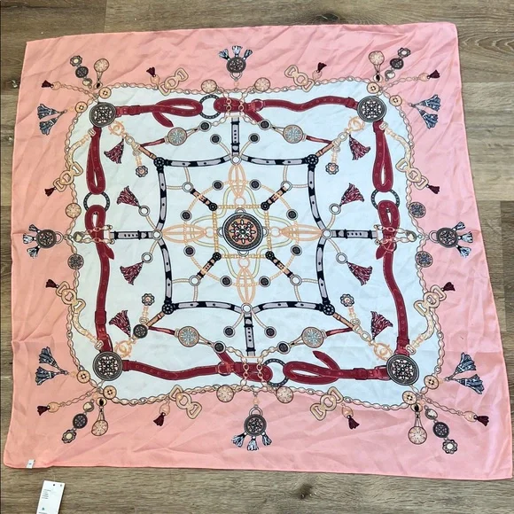 Urban Outfitters Tassels Patterned Scarf 32” square, purse scarf - Picture 1 of 4